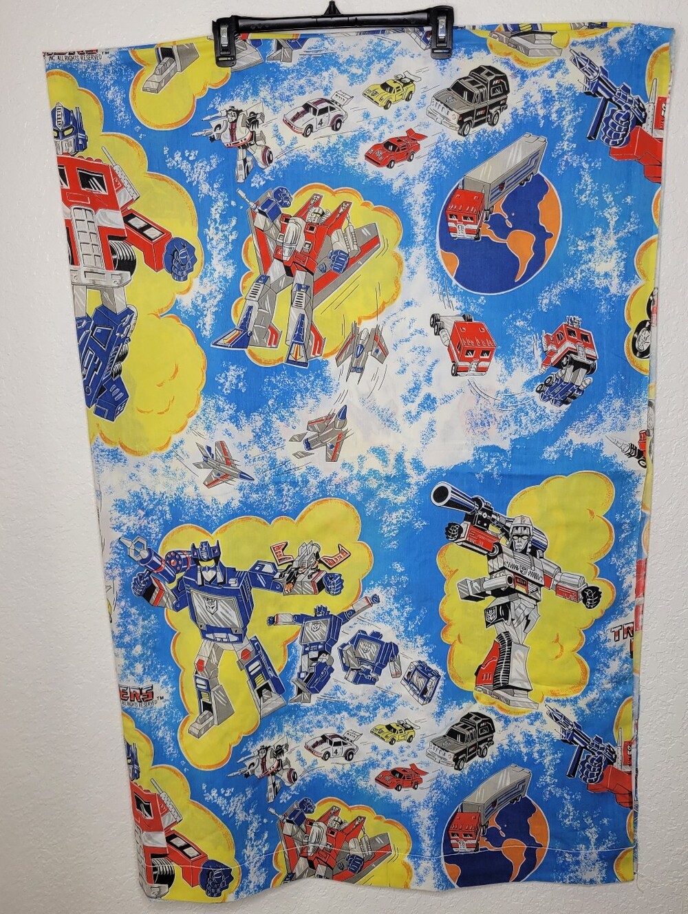 Vintage 1980s Transformers Optimus Prime Twin Bed Sheets Set Fitted & Flat Sheet